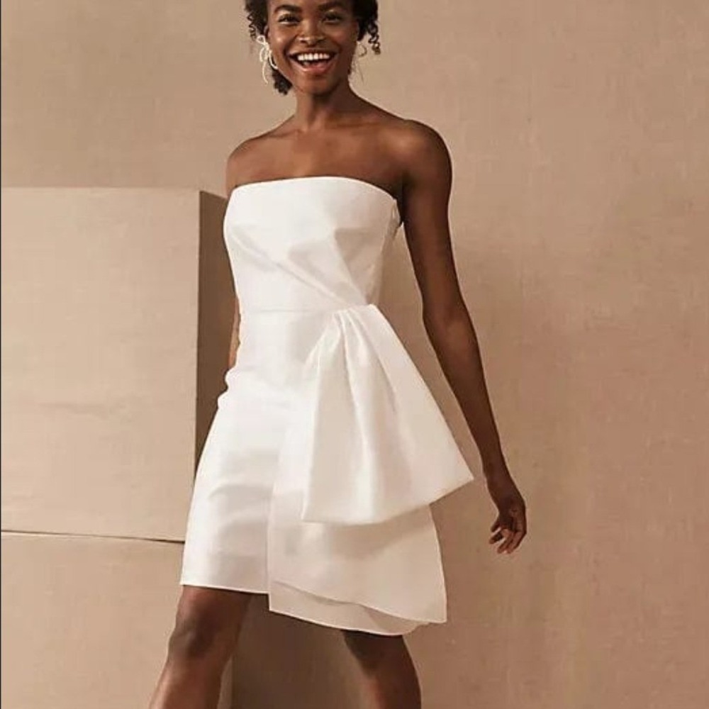 Sachin &‎ Babi NWT BHLDN Verdance Strapless Mini Dress Ivory White Side Bow- 8